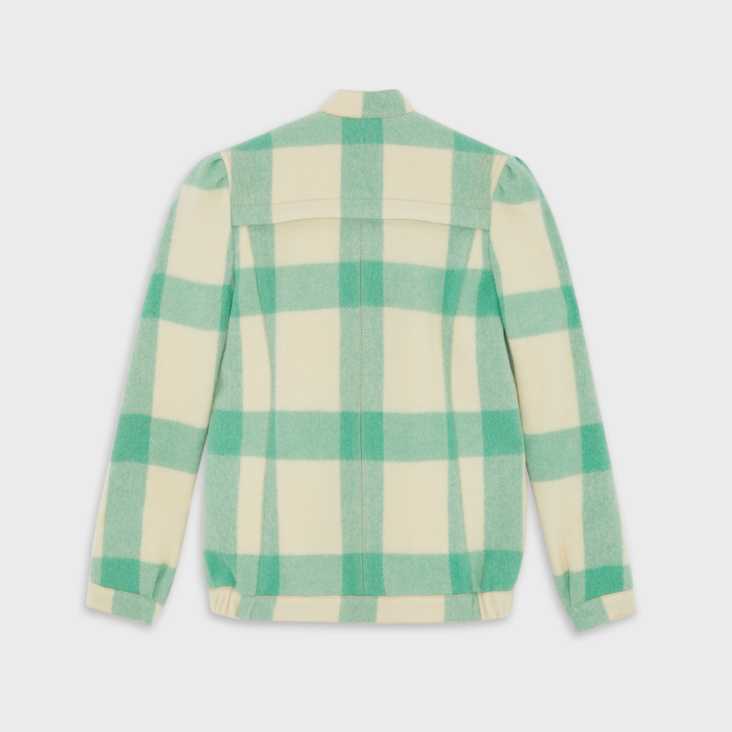 Puff Sleeve Jacket in Checked Wool