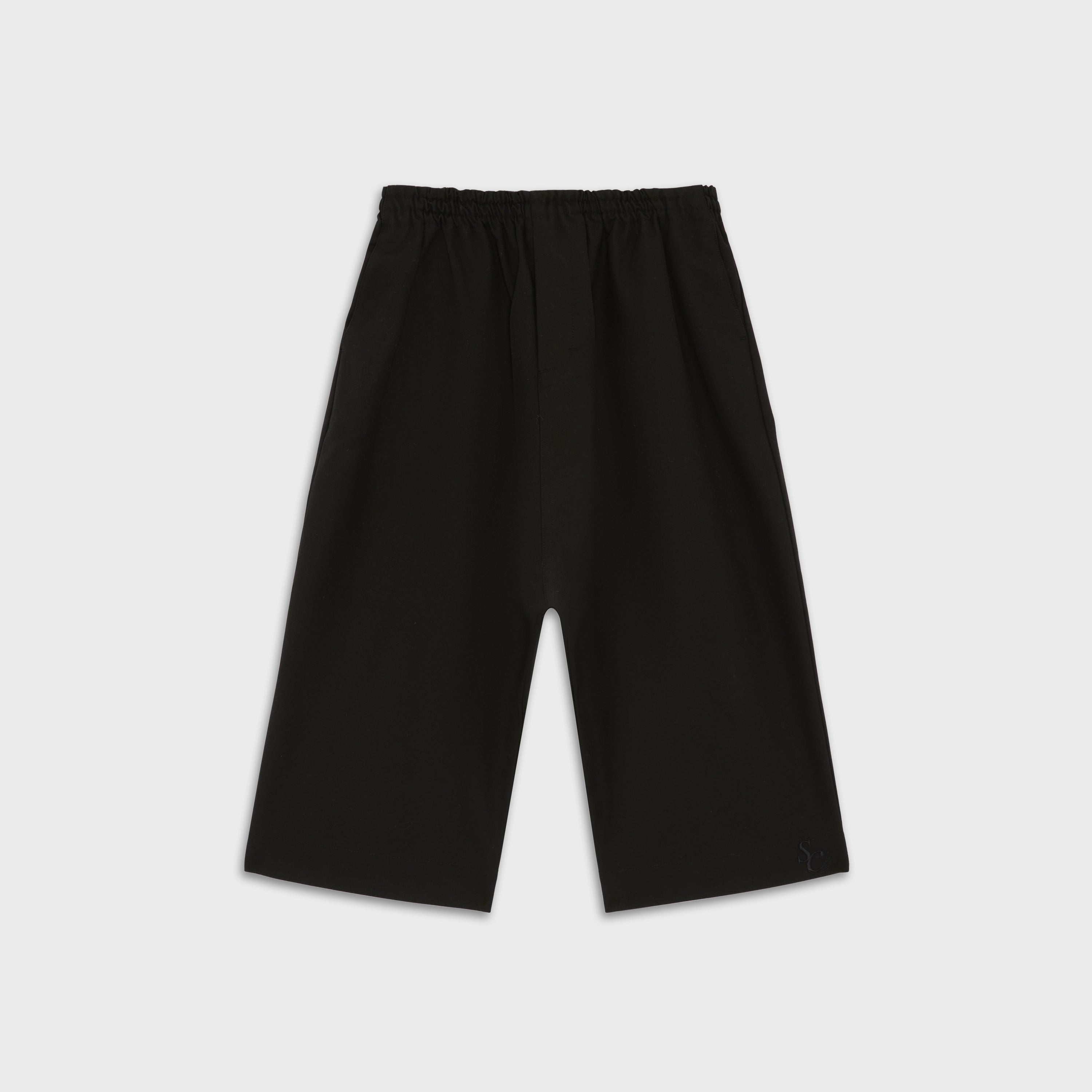 Cropped Trousers in Black Cotton