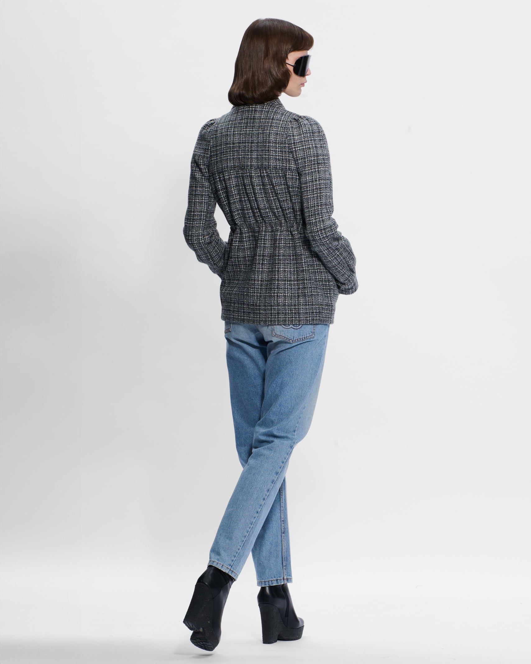 Bow Neck Jacket in Grey
