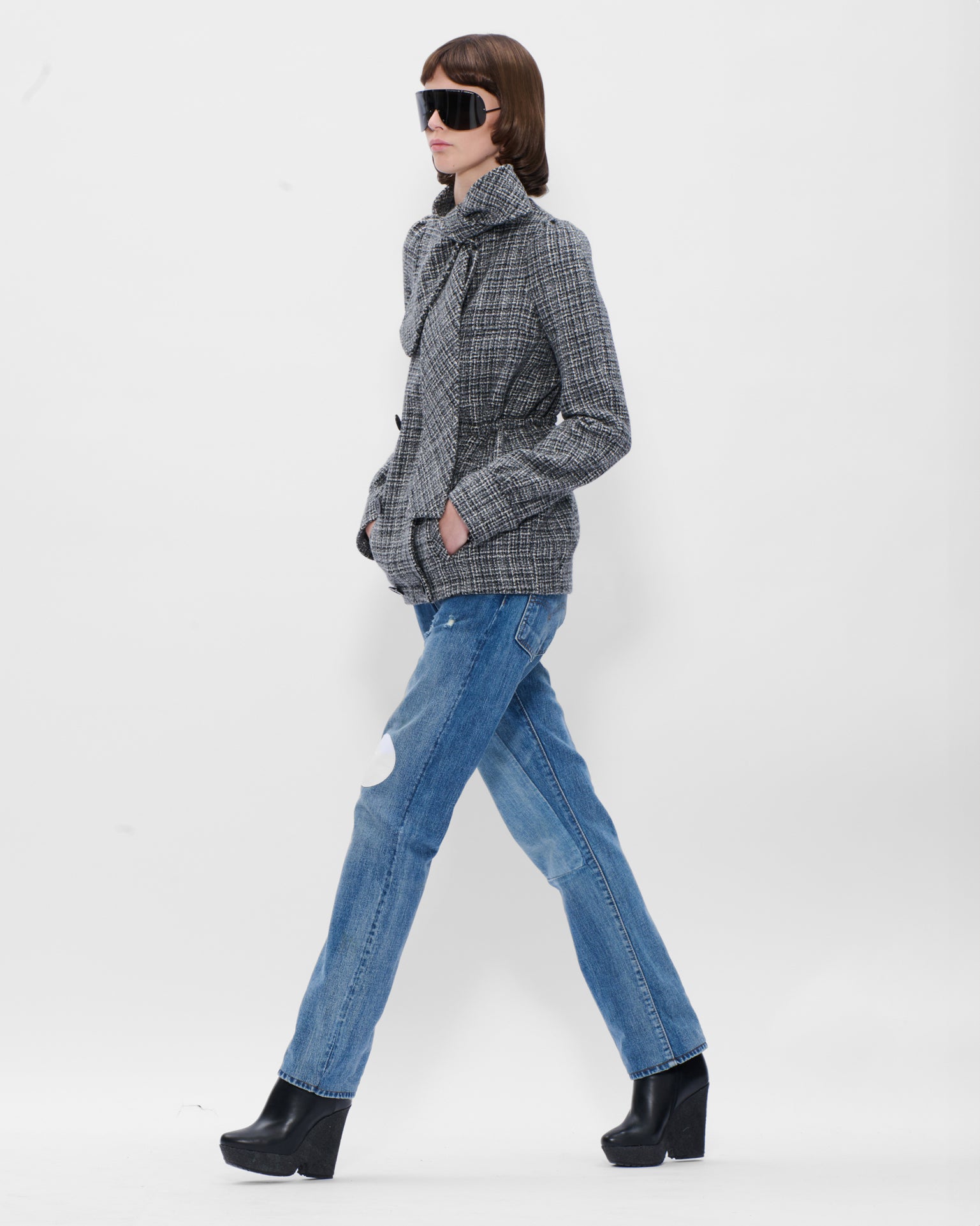 Bow Neck Jacket in Grey