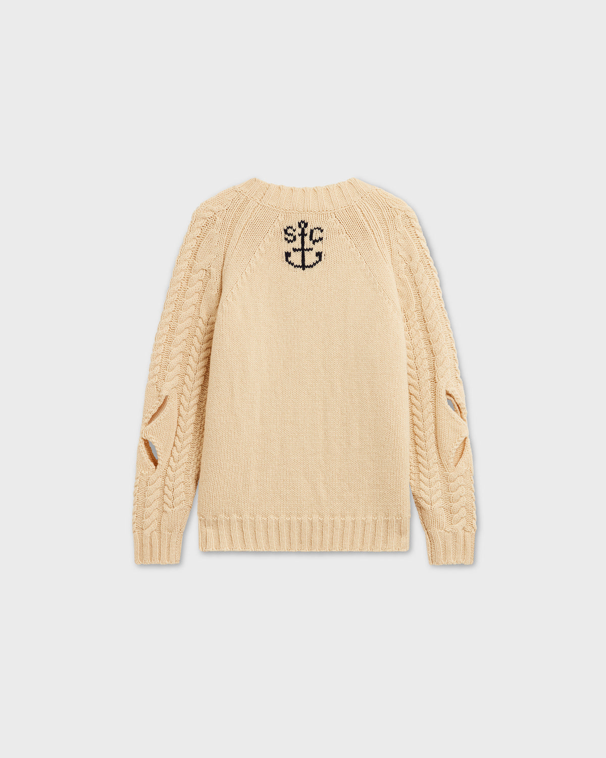 Slashed Cable Jumper in Oatmeal