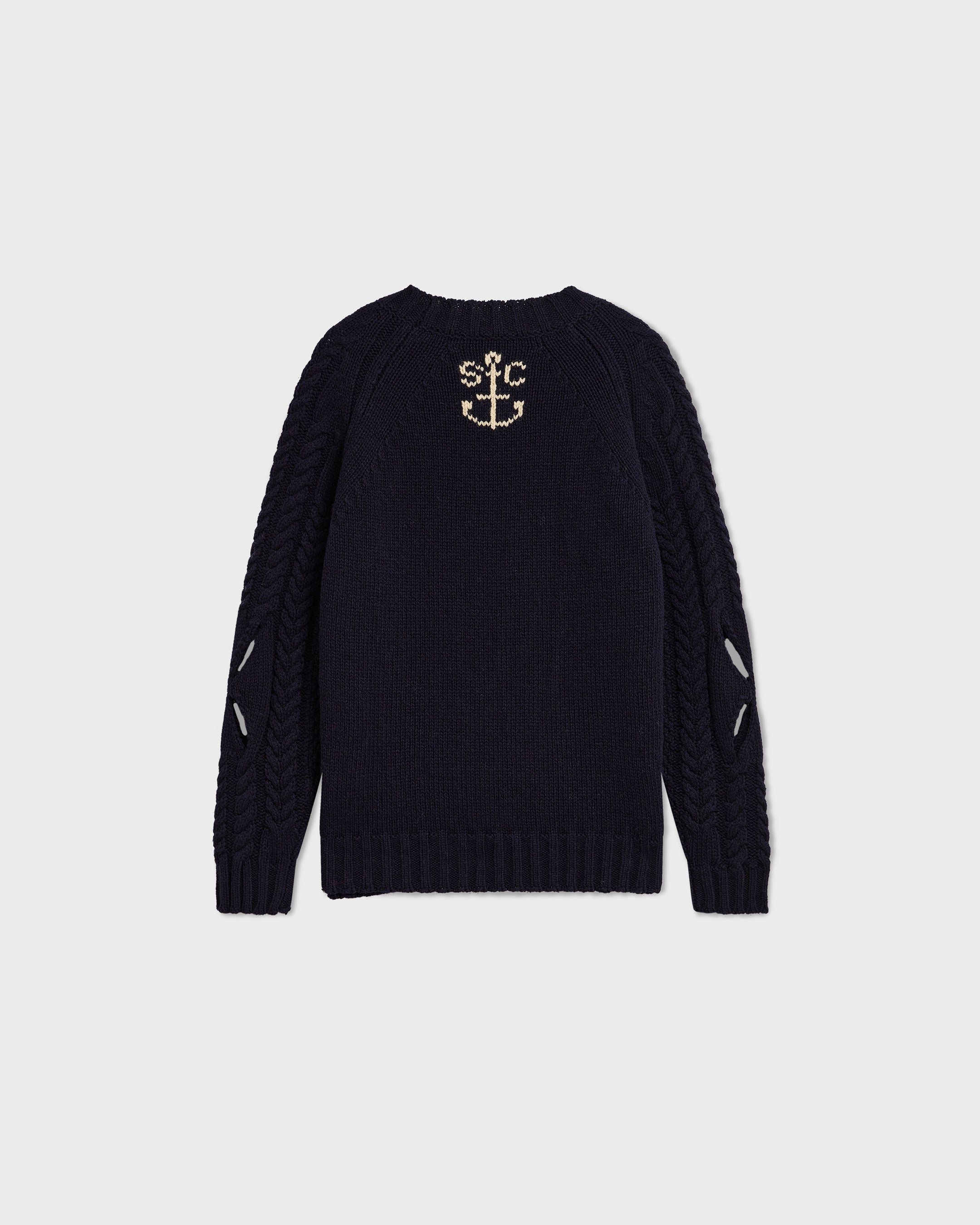 STEFAN COOKE Slashed Cable Jumper in Navy – Stefan Cooke