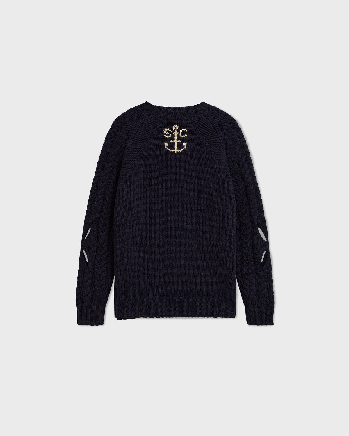Slashed Cable Jumper in Navy