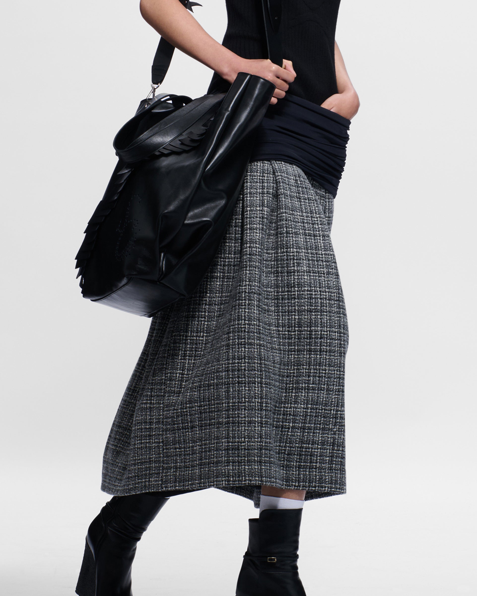 Elastic Waist Skirt in Tweed