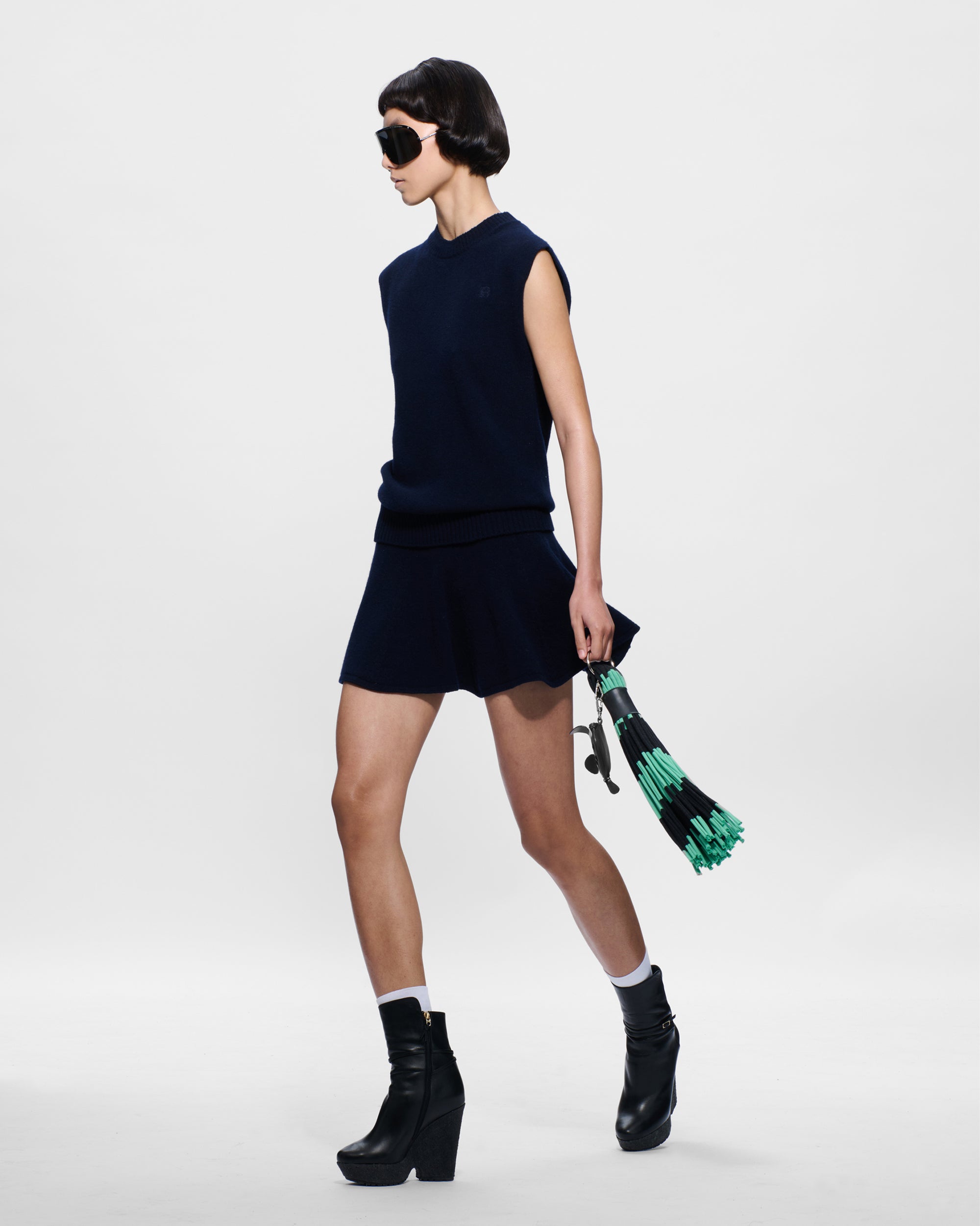 Knitted Tank Dress in Navy