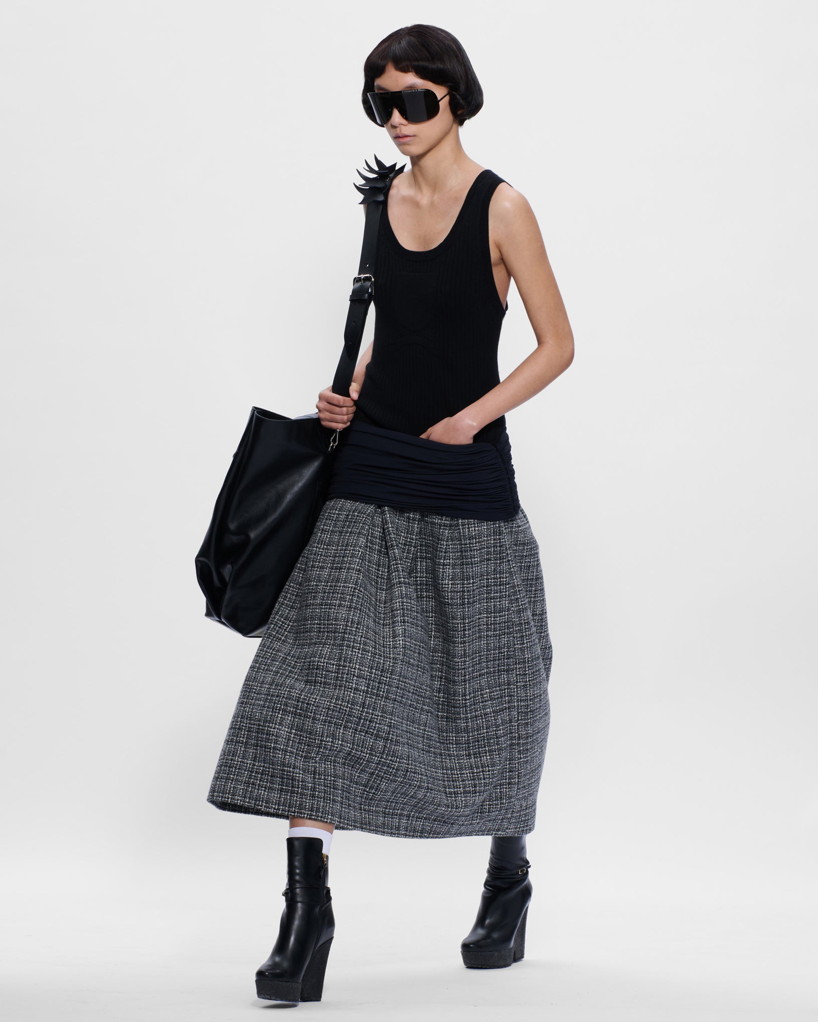 Elastic Waist Skirt in Tweed