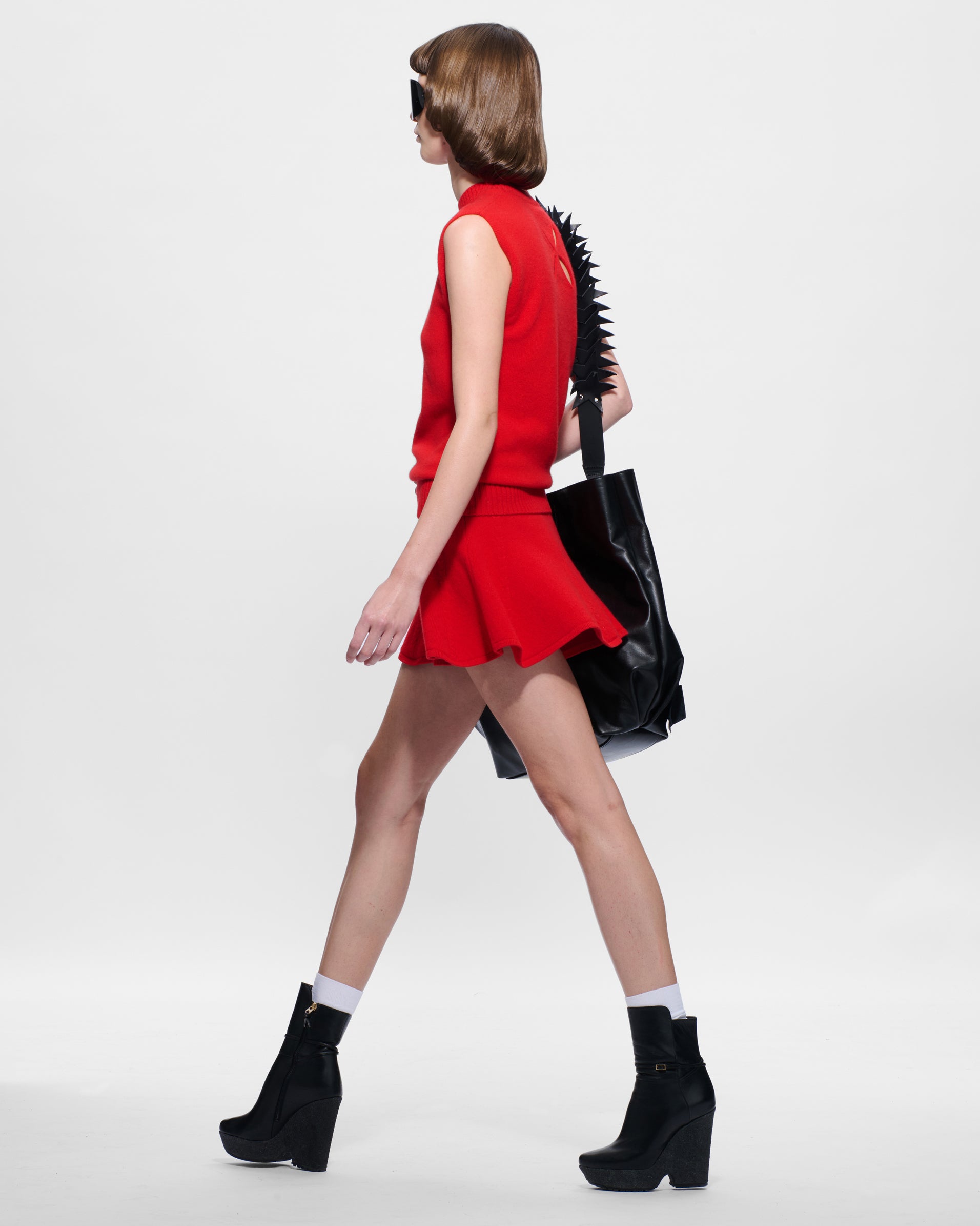 Knitted Tank Dress in Red