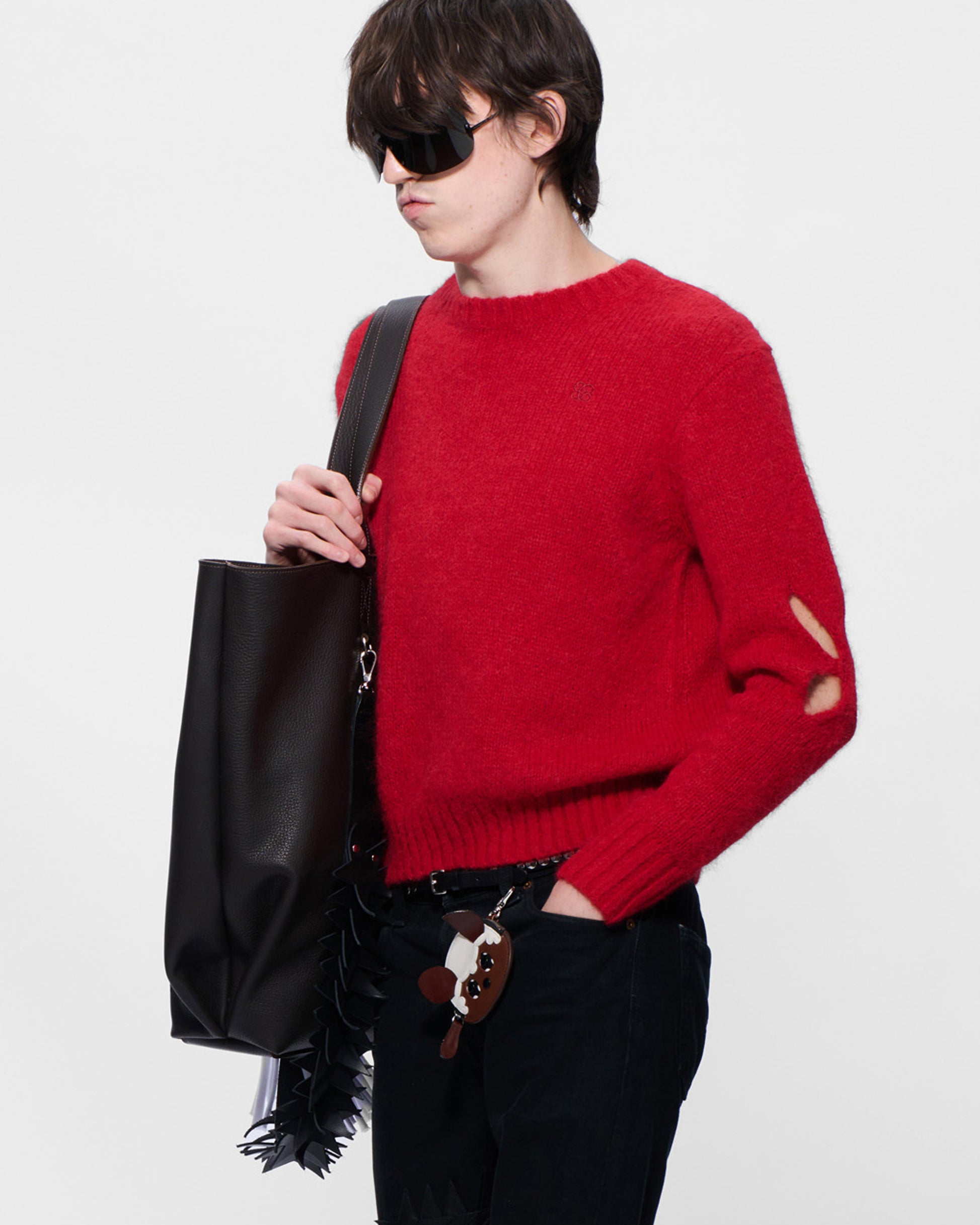Slashed Shaggy Jumper in Red