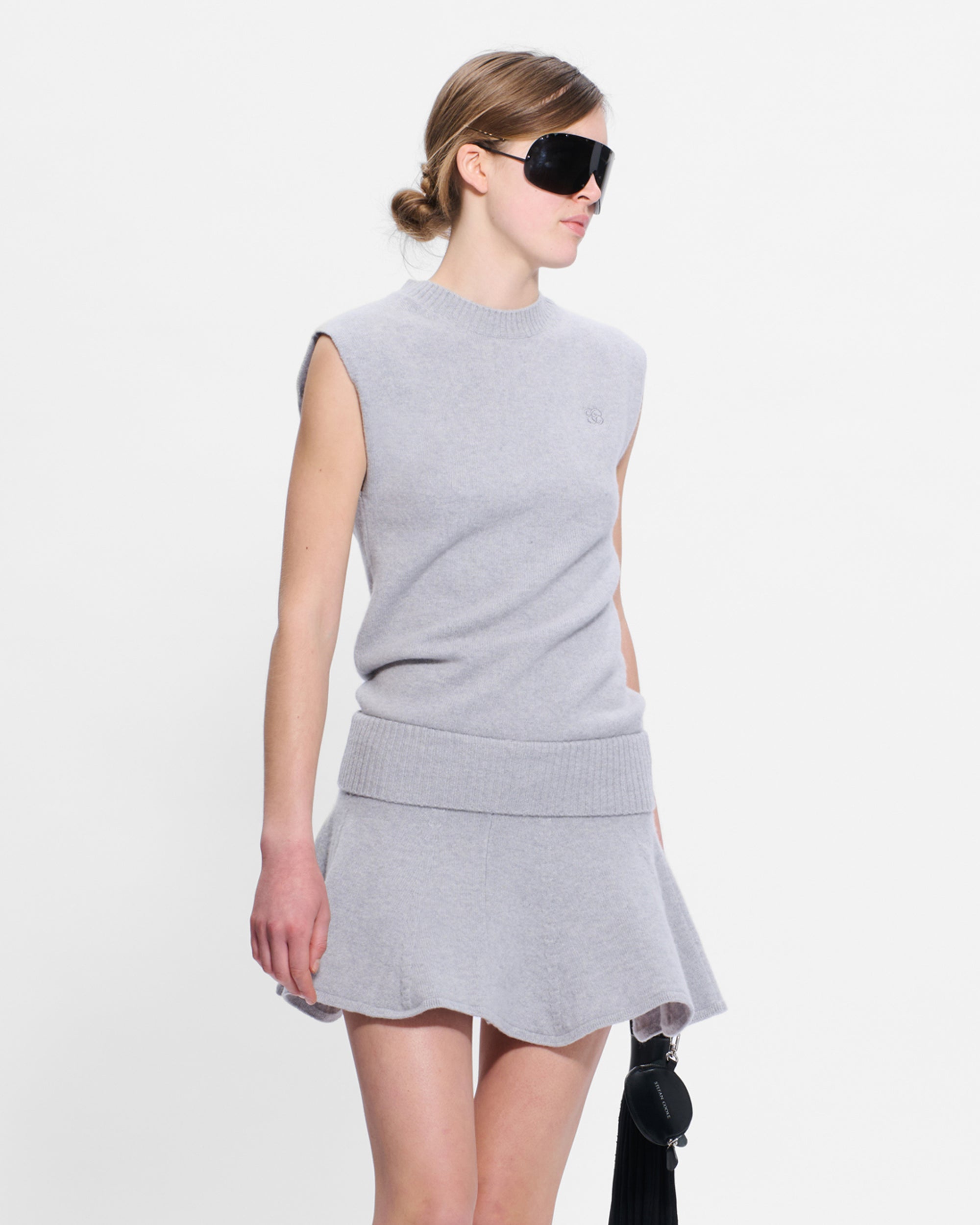 Knitted Tank Dress in Grey