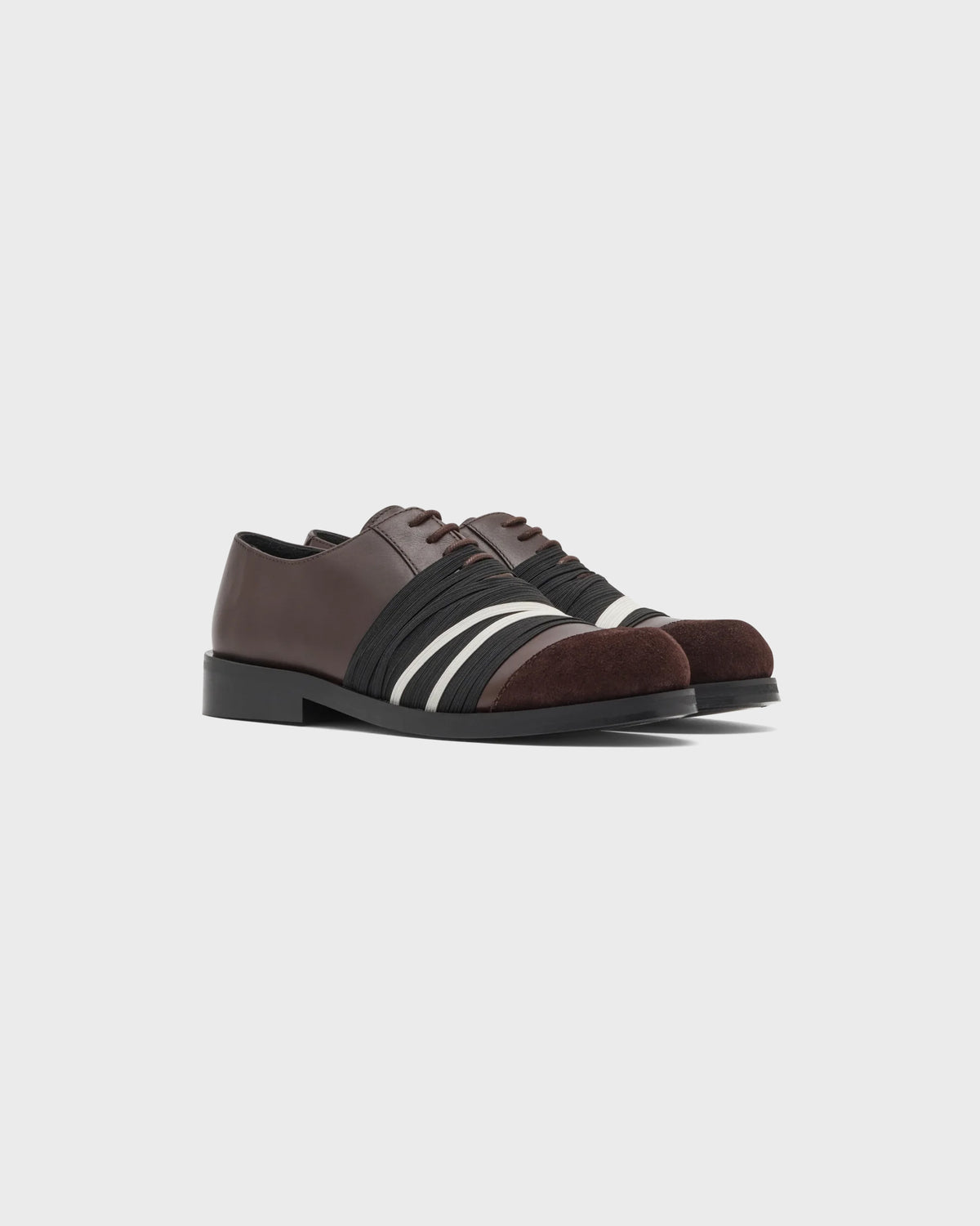 Elastic Derby in Brown & Ivory