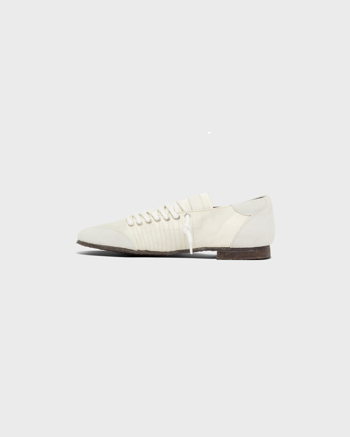 Laced Trainer in Ivory Nylon