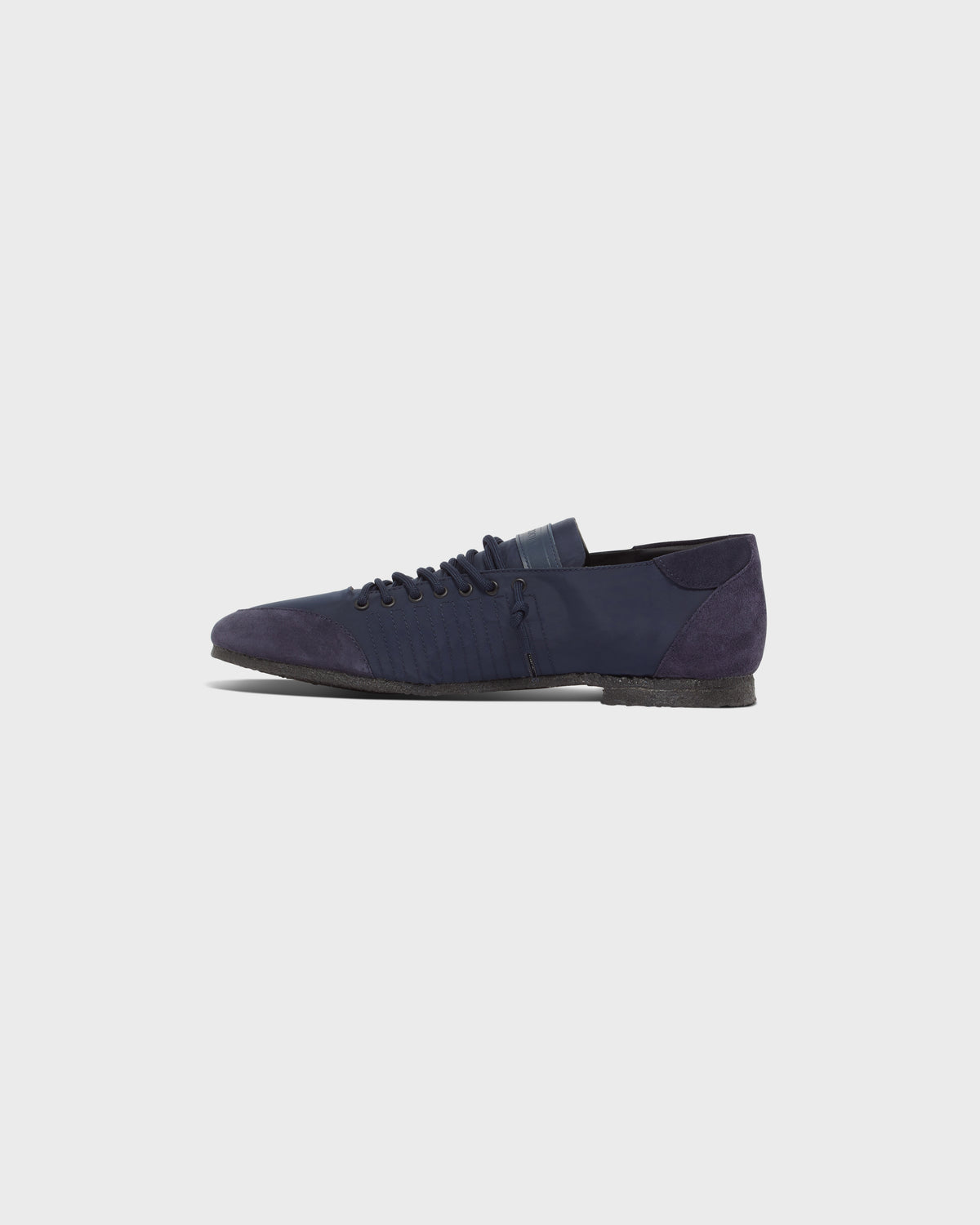 Laced Trainer in Navy Nylon
