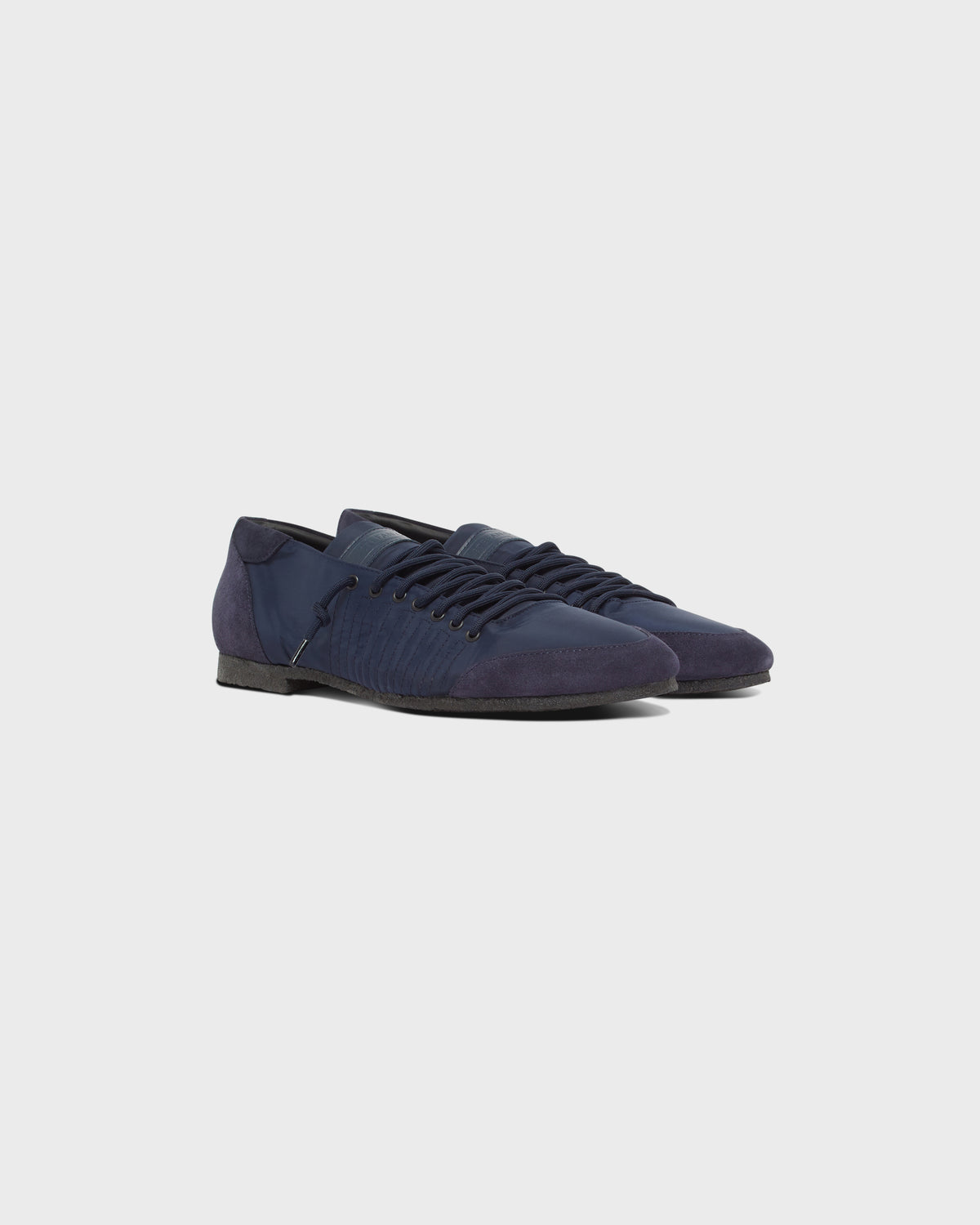 Laced Trainer in Navy Nylon