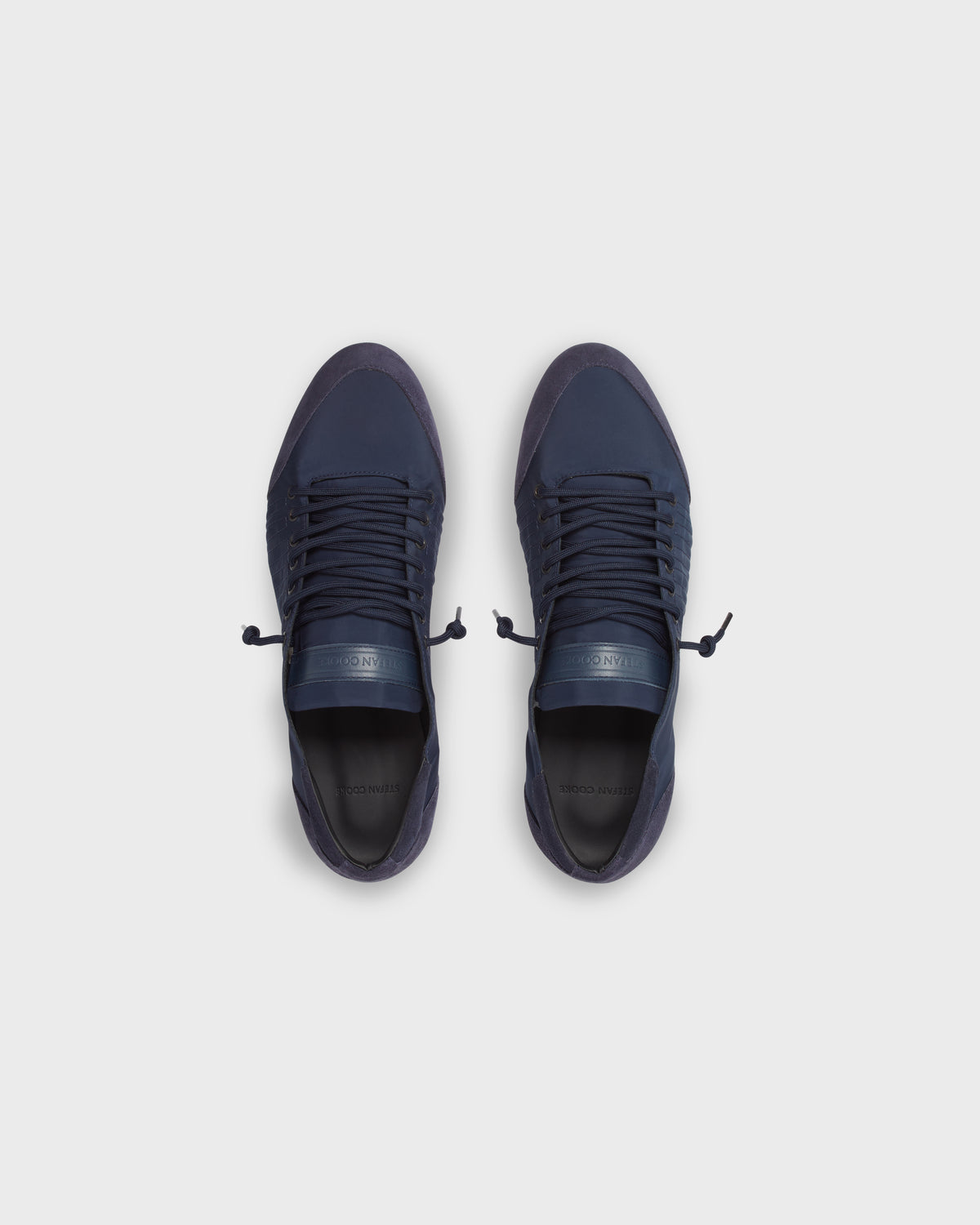 Laced Trainer in Navy Nylon