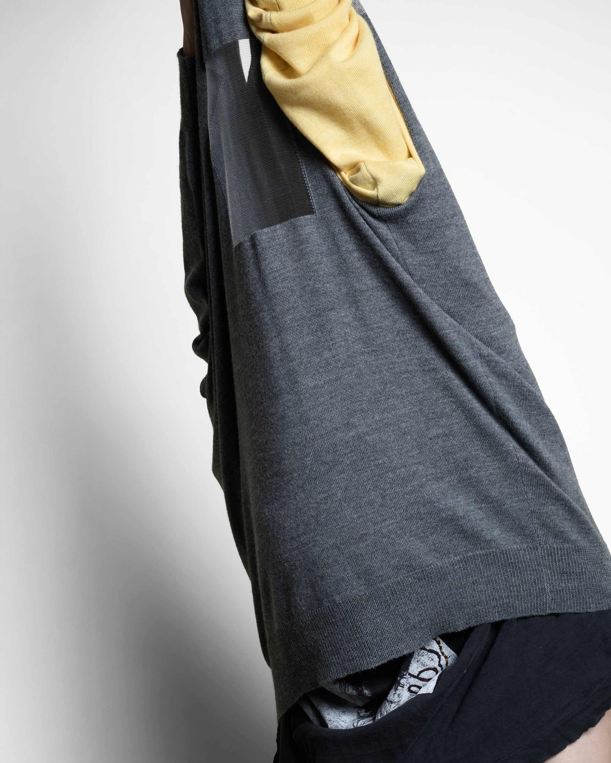 Window Knit Top in Grey & Yellow