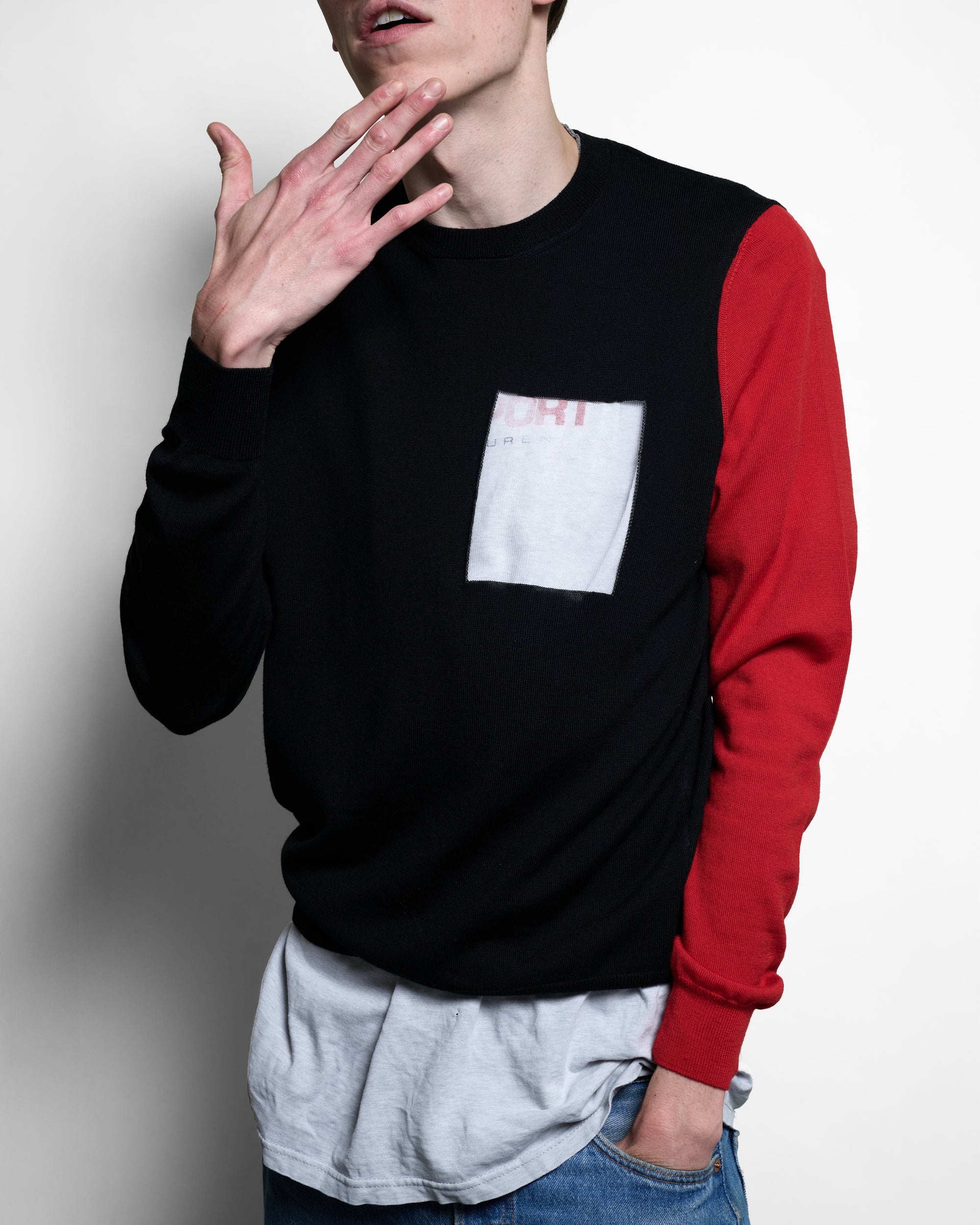 Window Knit Top in Black & Red