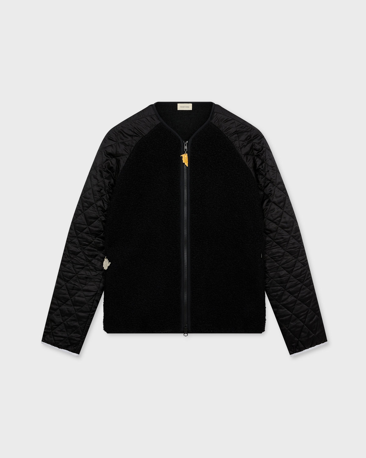 Quilted Sleeve Fleece in Black