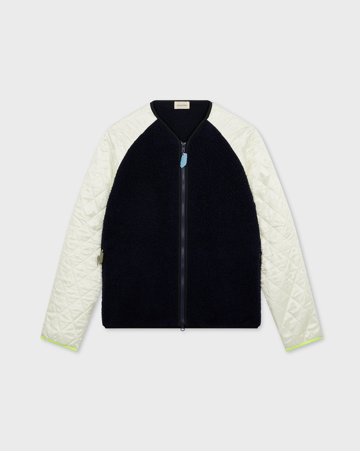 Quilted Sleeve Fleece in Navy
