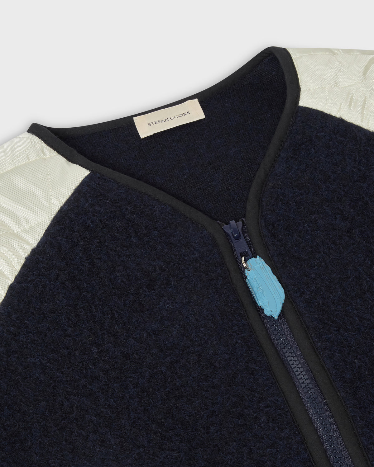 Quilted Sleeve Fleece in Navy