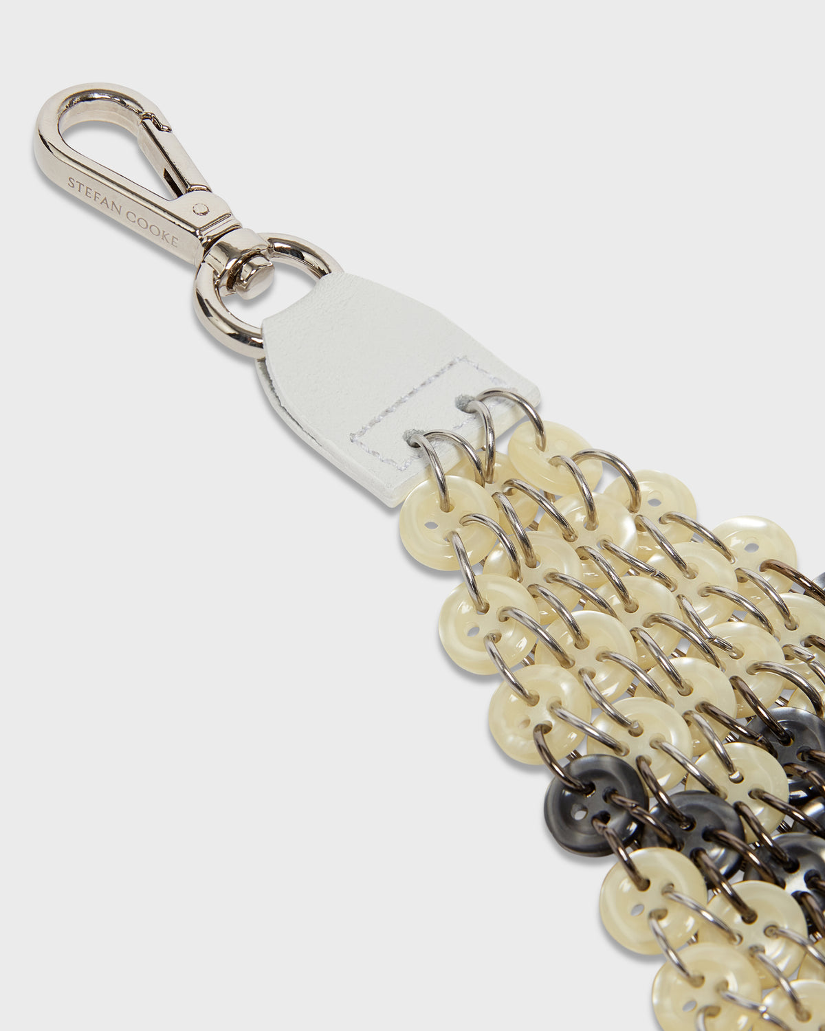 Chainmail Button Keyring in Cream