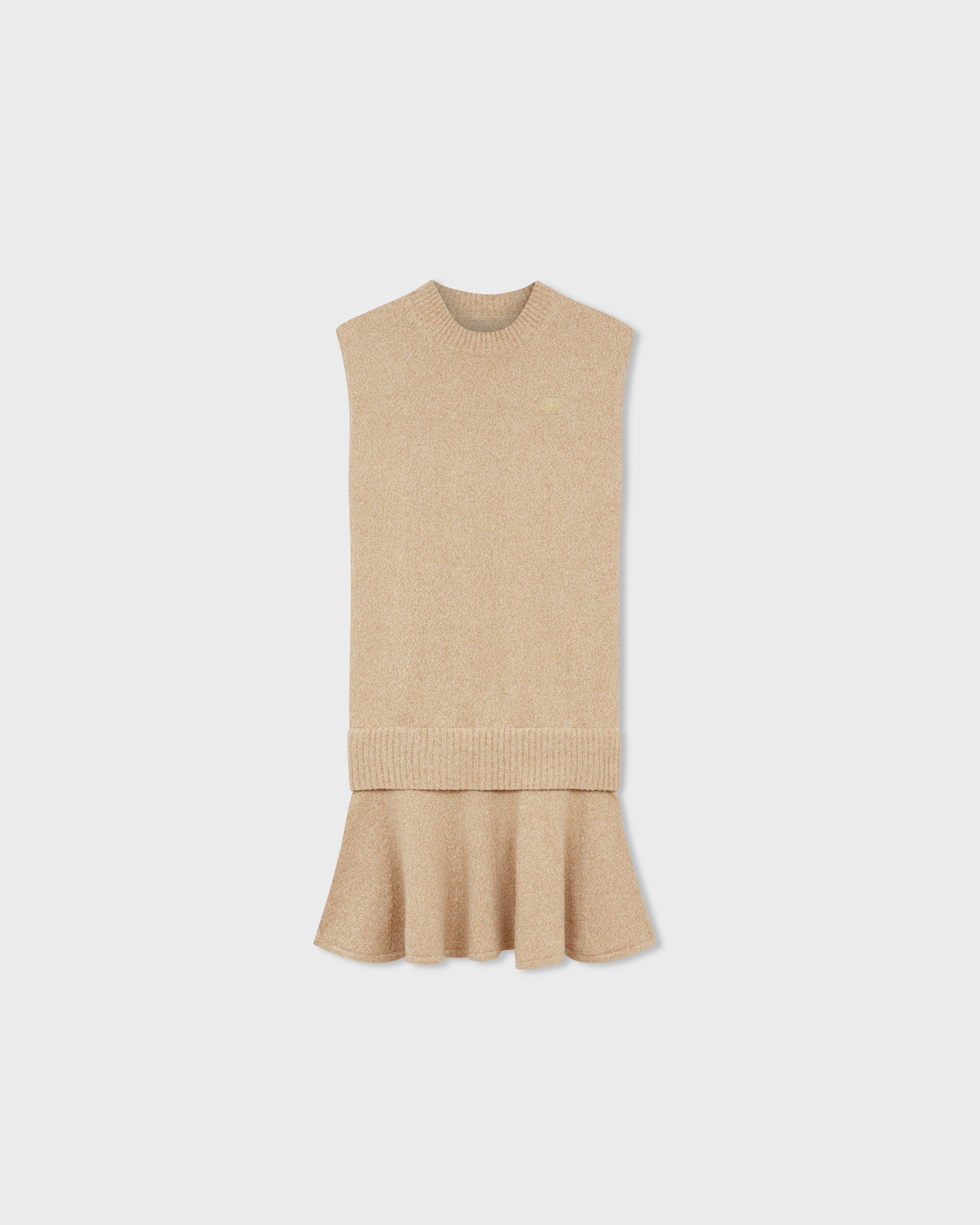 Knitted Tank Dress in Brown Marl