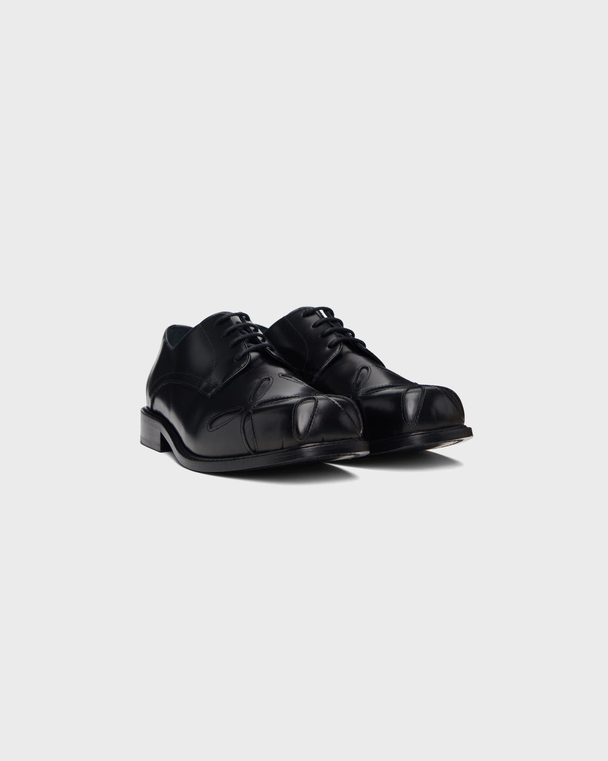Slashed Derby in Black Leather