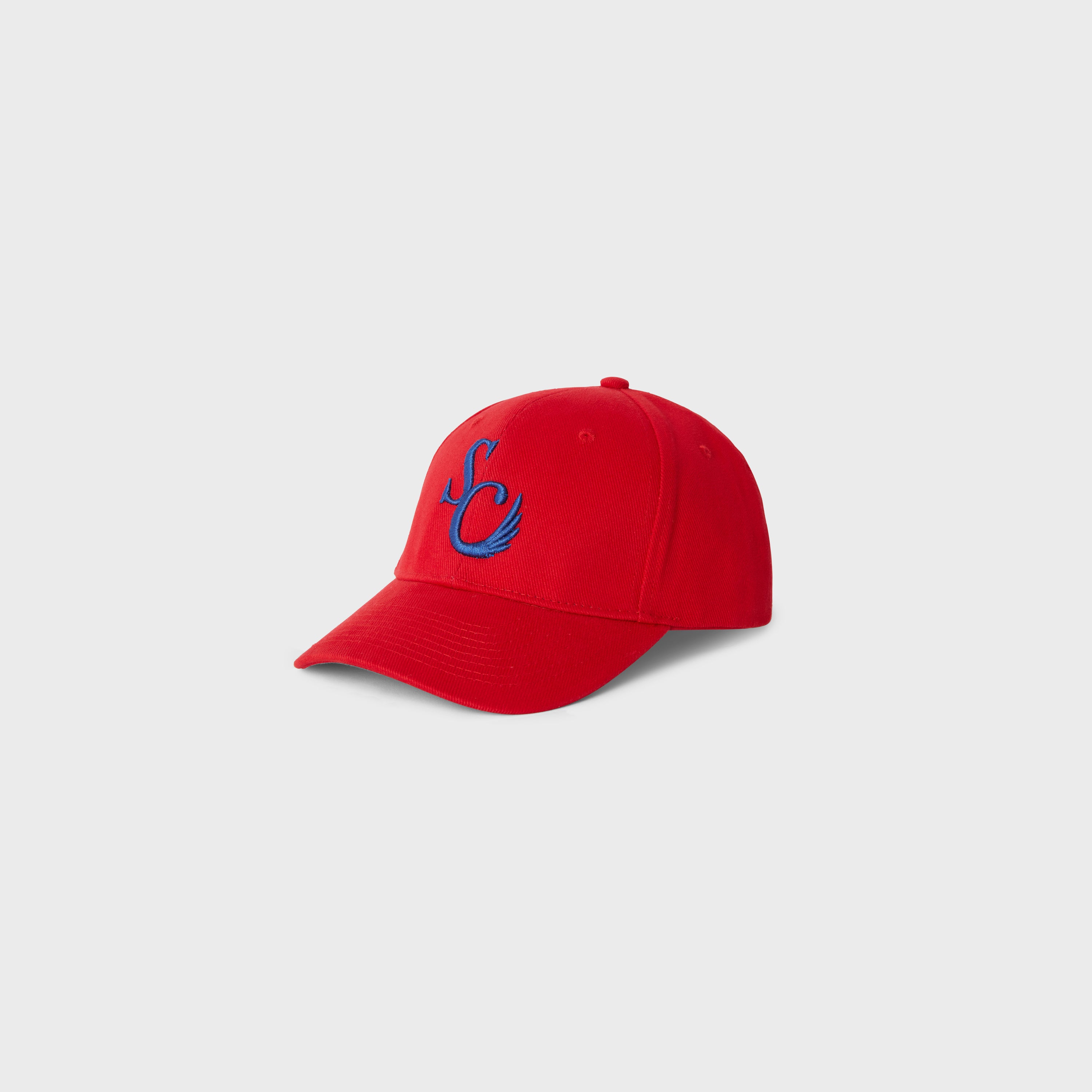 Wing Logo Baseball Cap in Red Cotton