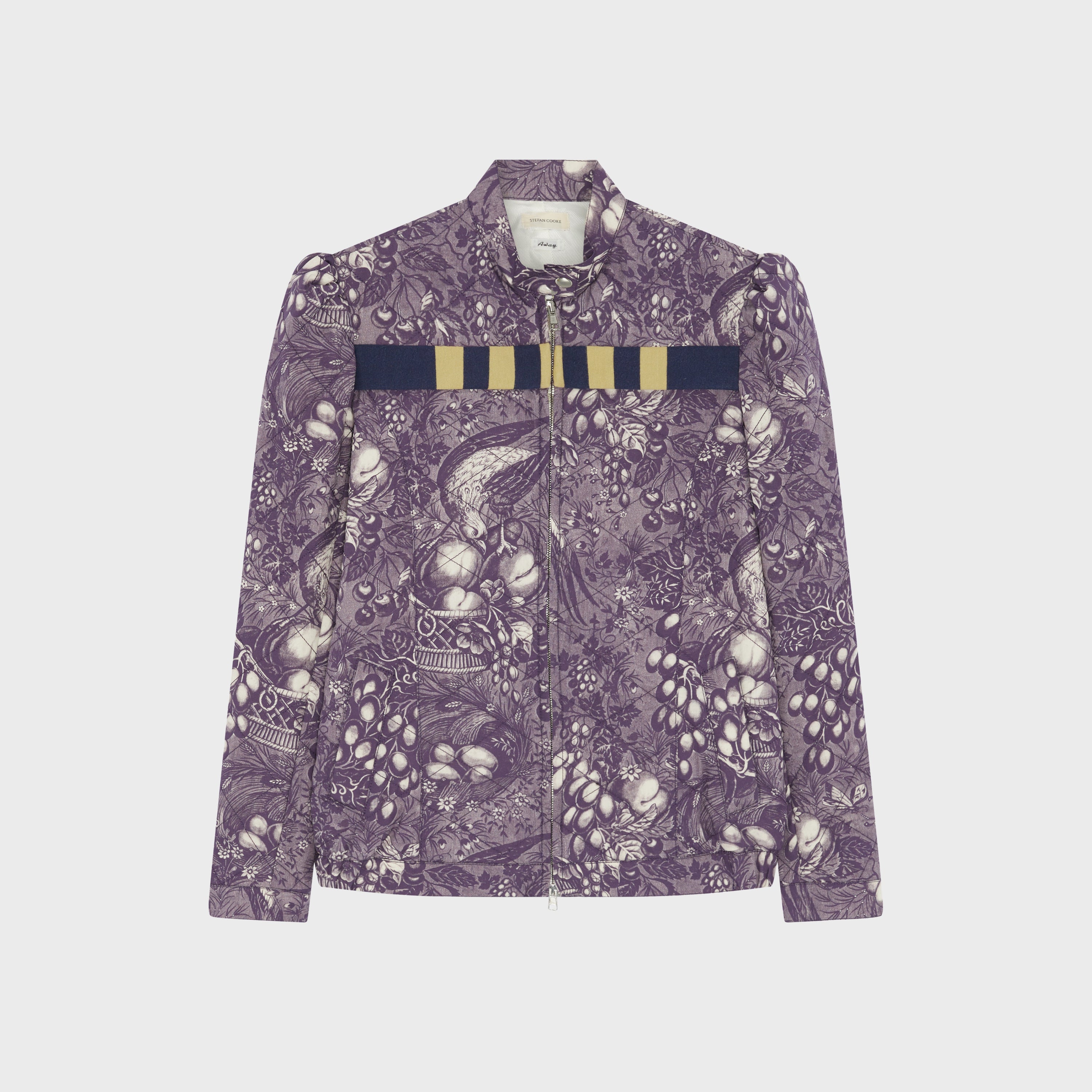 Quilted Puff Sleeve Jacket in Purple Print