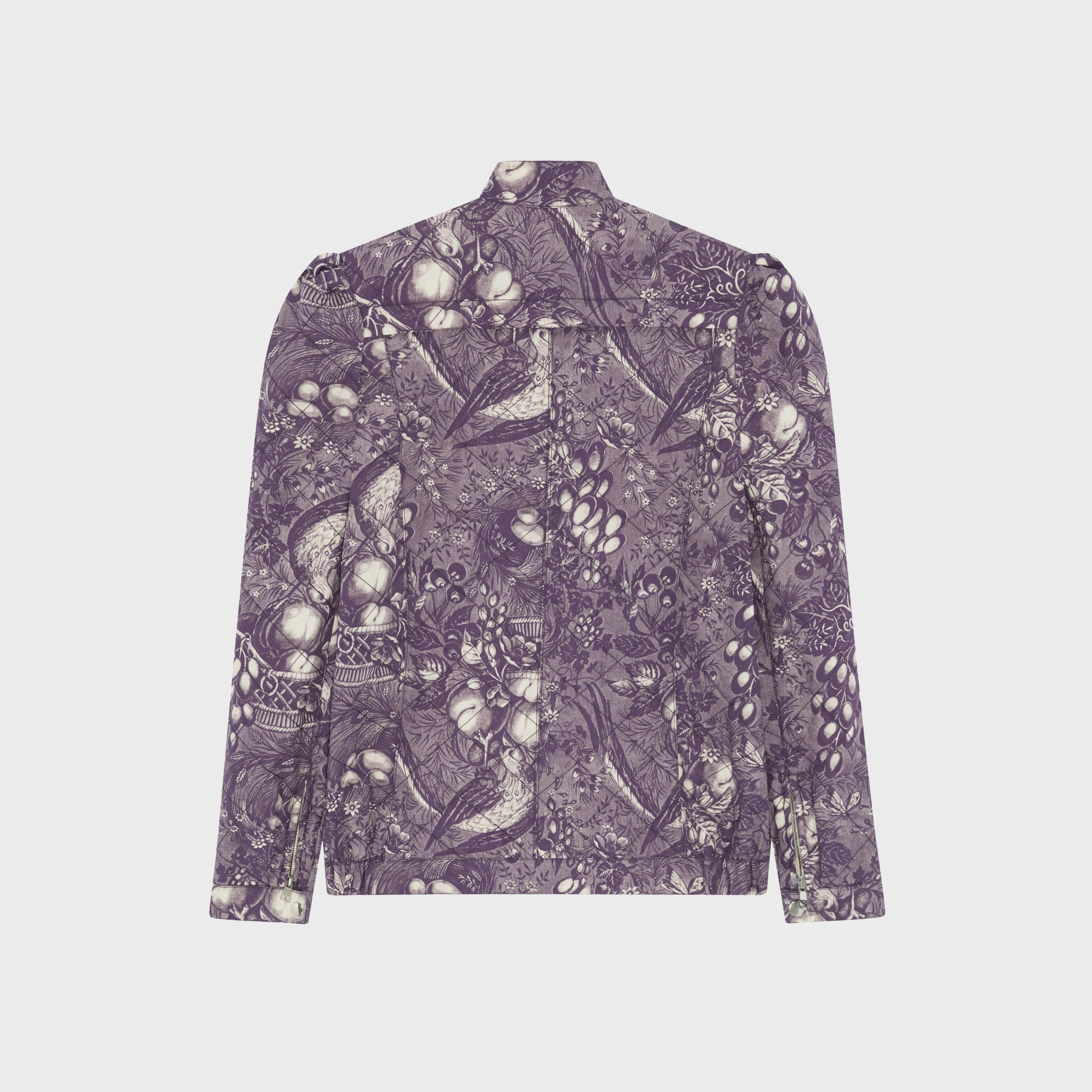 Quilted Puff Sleeve Jacket in Purple Print