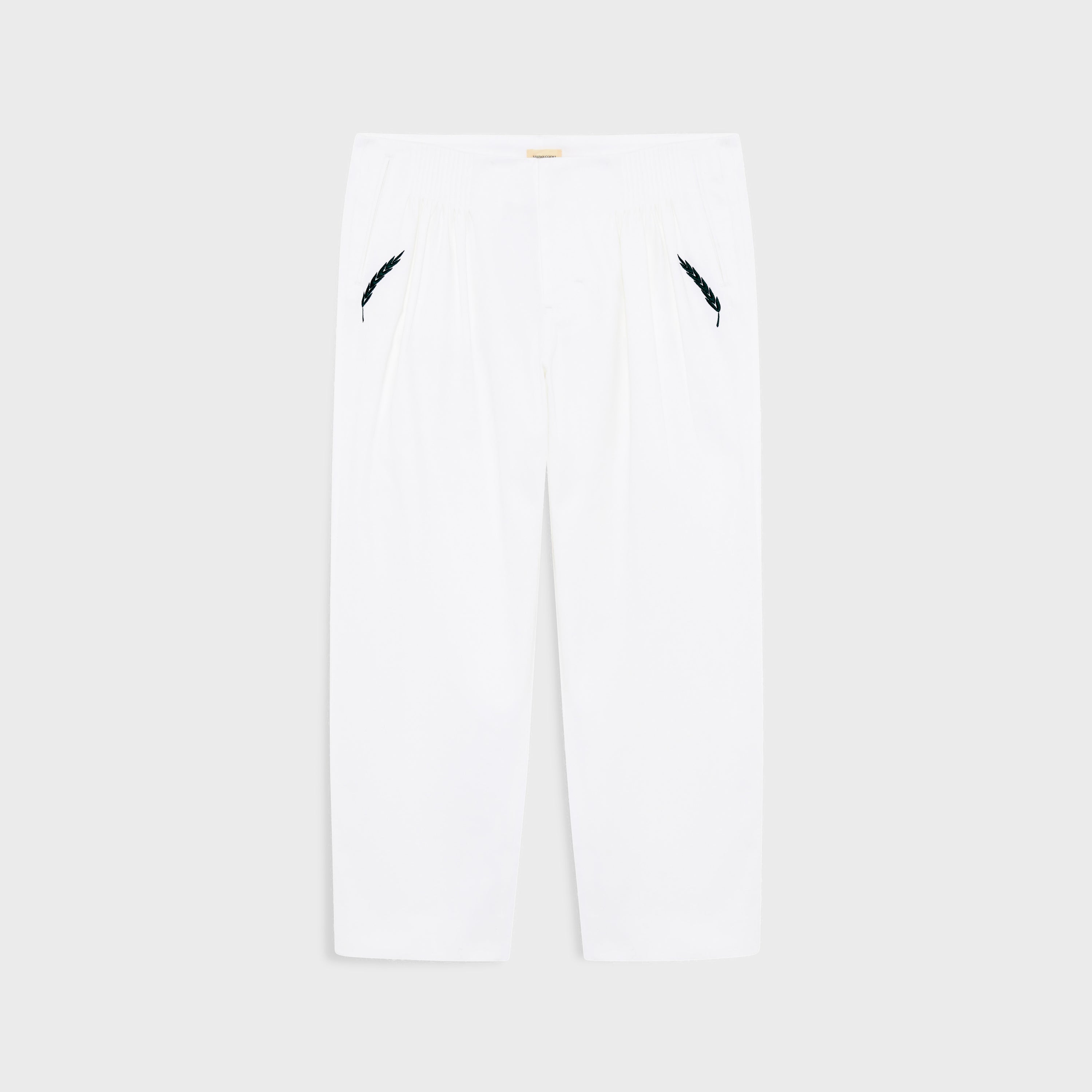 Pleated Trousers in White Cotton