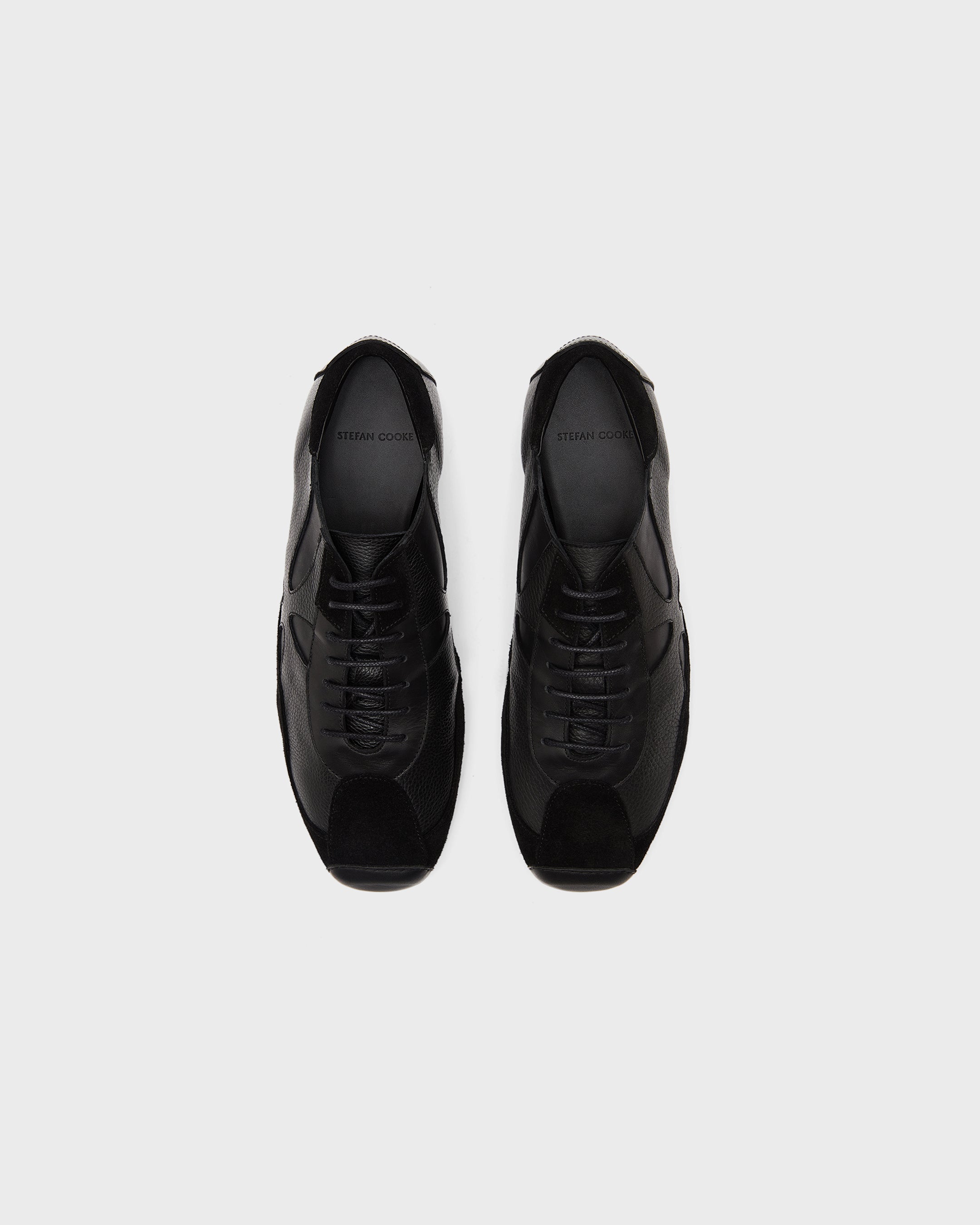 STEFAN COOKE Slashed Hybrid Shoe in Black Grain Leather