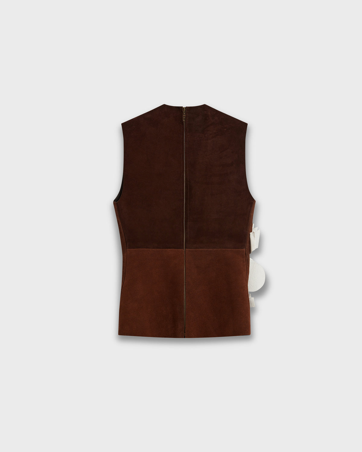 Patch Vest in Brown Suede Product Back